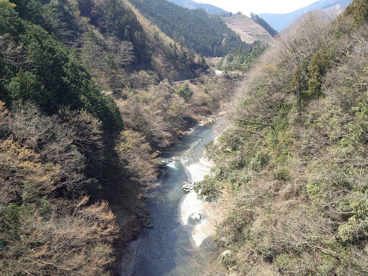 古里小学校前の多摩川