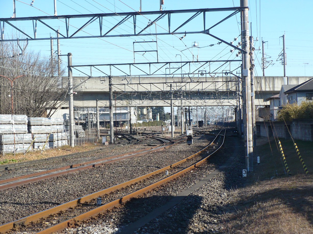 Mikajiri Station of Chichibu Railway, in Kumagaya, Saitama, Japan. The photo was taken from the leve