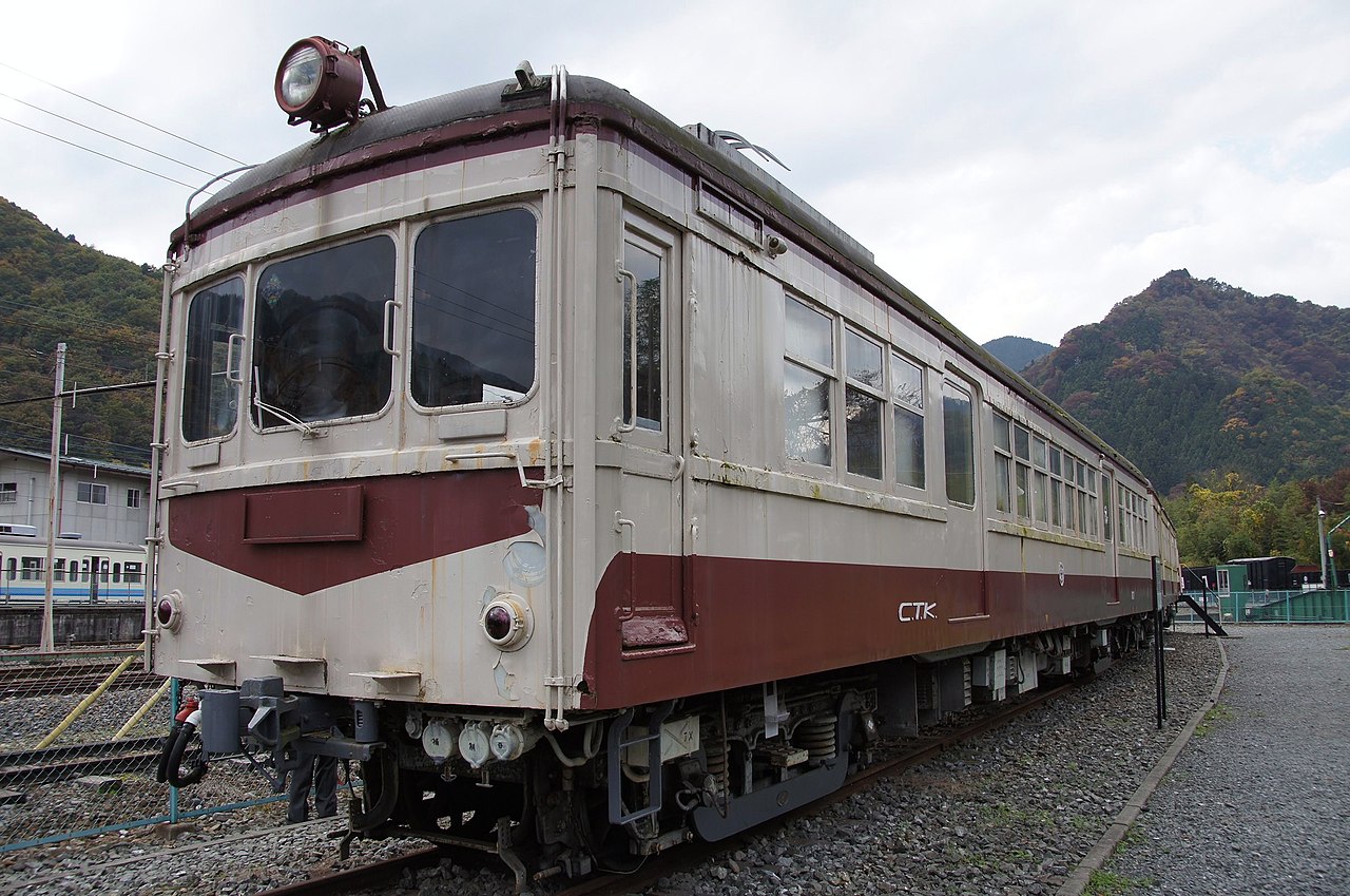 Preserved Chichibu Railway DeHa 100 EMU car number DeHa 107 at the Chichibu Railway Park next to Mit