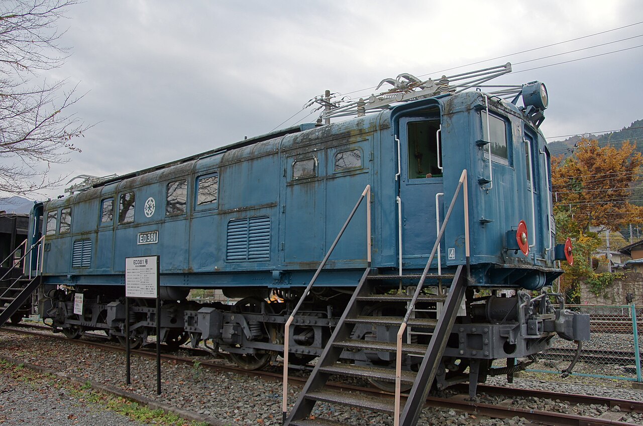 Preserved Chichibu Railway Class ED38 electric locomotive number ED38 1 at the Chichibu Railway Park