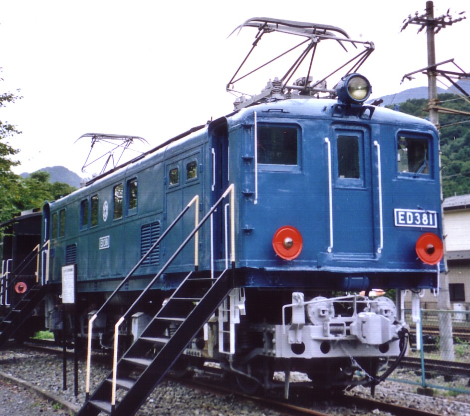 Preserved Chichibu Railway Class ED38 electric locomotive number ED38 1 at the Chichibu Railway Park